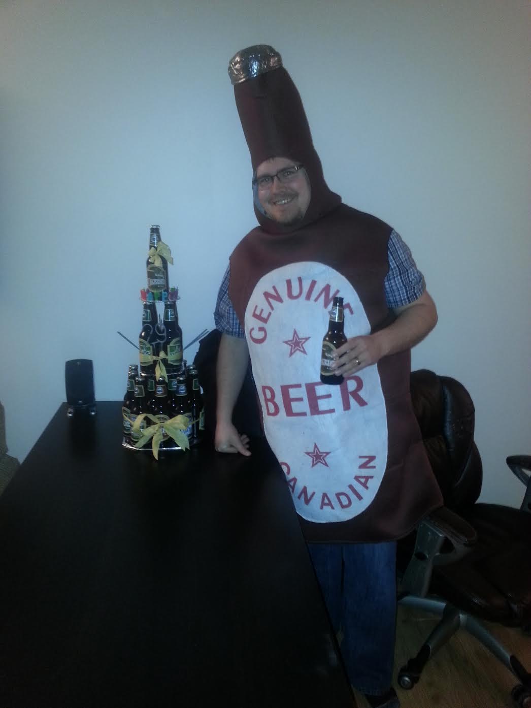 For my 29th birthday, we had beer themed party and my friends made me a beer cake and made me dress up as a beer.
